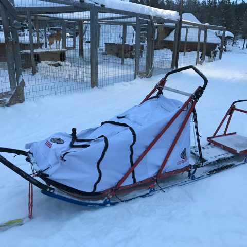 a close up of a womans face with fence in the snow