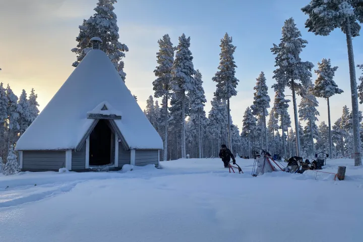 a group of people cross country skiing in the snow